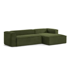 Kave Home Loungebank|Loungebank Blok Rib, 300cm Donkergroen