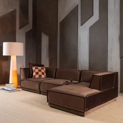 WOOOD Loungebank|Loungebank Manu 286cm, Velvet, kleur Bruin