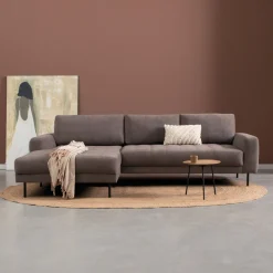 PEPP Interiors Loungebank|Loungebank Oreo 275cm, Linnen look, kleur Bruin