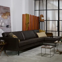 WOOOD Loungebank|Loungebank Rodeo Rechts, Eco Leder