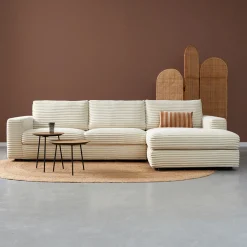 PEPP Interiors Loungebank|Loungebank Uno 304cm, Rib, kleur Crème Cru00e8me