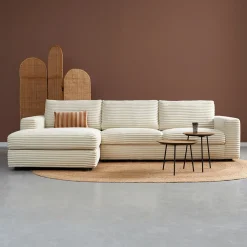 PEPP Interiors Loungebank|Loungebank Uno 304cm, Rib, kleur Crème Cru00e8me