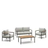 Kave Home Loungesets|Loungeset Aiguafreda 2-zits bank, 2 fauteuils en salontafel