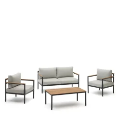 Kave Home Loungesets|Loungeset Aiguafreda 2-zits bank, 2 fauteuils en salontafel