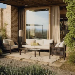 Kave Home Loungesets|Loungeset Aleria Met 3-zits bank, 2 fauteuils en lage tafel