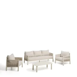 Kave Home Loungesets|Loungeset Aleria Met 3-zits bank, 2 fauteuils en lage tafel