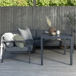 Nohr Loungesets|Loungeset Brianca Met Hoekbank, bankje en tafel Zwart