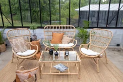 Nohr Loungesets|Loungeset Bronwen Met bank, 2 fauteuils en tafel, Rotan, kleur Naturel