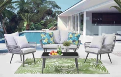 Artistiq Living Loungesets|Loungeset Camile 2 stoelen + bank + tafel, Polyrotan