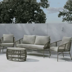 Nohr Loungesets|Loungeset Clare Met bank, 2 stoelen en tafel, kleur /Bruin Beige