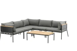 Nohr Loungesets|Loungeset Courtnee Met hoekbank en tafel, kleur Grijs/Zwart Grijs / Zwart