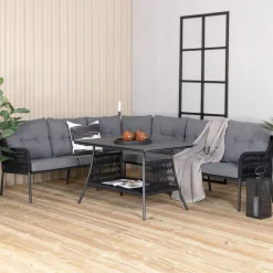 Nohr Loungesets|Loungeset Domenique Met hoekbank en tafel, kleur Zwart