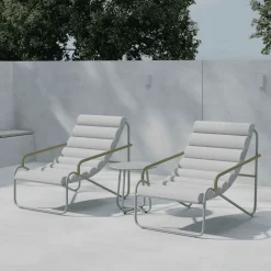 Nohr Loungesets|Loungeset Geron Met 2 stoelen en tafel, kleur Beige/Groen