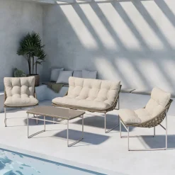 Nohr Loungesets|Loungeset Ingo Met bank, 2 loungestoelen en tafel