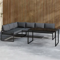 Nohr Loungesets|Loungeset Jenalee Met hoekbank en hoge tafel, kleur Zwart