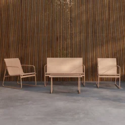 Nohr Loungesets|Loungeset Karilynn Met bank, 2 stoelen en tafel, kleur Beige