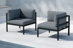 Nohr Loungesets|Loungeset Lasheka Hoekmodule, kleur Grijs/Zwart Grijs / Zwart