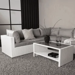 Nohr Loungesets|Loungeset Latonda Met hoekbank en tafel, kleur Wit