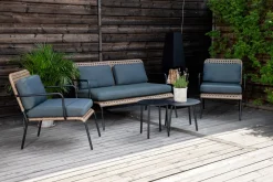 Nohr Loungesets|Loungeset Leontyne Met bank, 2 stoelen en tafels Zwart