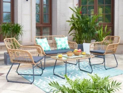 Artistiq Living Loungesets|Loungeset Marcelo Tafel + 2 stoelen + bank, Polyrotan