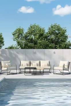 Nohr Loungesets|Loungeset Markesha Met bank, 2 loungestoelen en 2 tafels