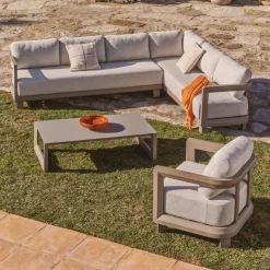 Kave Home Loungesets|Loungeset Nerano Met 5-zits hoekbank, fauteuil en salontafel