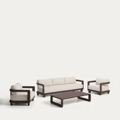 Kave Home Loungesets|Loungeset Nerano Met 3-zitsbank, 2 fauteuils en salontafel