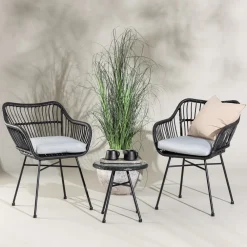Nohr Loungesets|Loungeset Samantah Met 2 loungestoelen en tafel Zwart