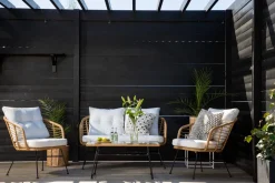 Nohr Loungesets|Loungeset Samantah Met bank, 2 stoelen en tafel Grijs