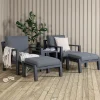 Nohr Loungesets|Loungeset Searra Met 2 stoelen, voetenbank en tafel, kleur Zwart/Grijs