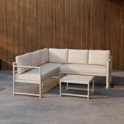 Nohr Loungesets|Loungeset Terah Met hoekbank en tafel, kleur Beige