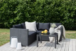 Nohr Loungesets|Loungeset Timoth Wicker, Met hoekbank en tafel