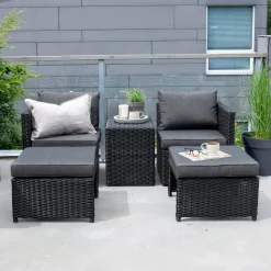 Nohr Loungesets|Loungeset Valari 2 loungestoelen, hockers en tafel