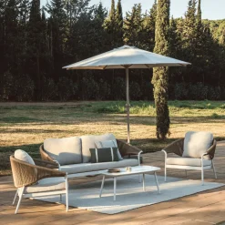 Kave Home Loungesets|Loungeset Zuara Met 3-zitsbank, 2 fauteuils en tafel, kleur Ecru/Bruin Beige