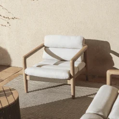 Kave Home Loungestoelen|Loungestoel Menfi Acaciahout en touw Donkergroen