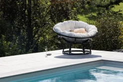 Nohr Loungestoelen|Loungestoel Nickos Rattan Zwart