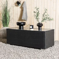 Nohr Loungetafels & Bijzettafels|Loungetafel Kha Wicker, 120 x 50cm Zwart