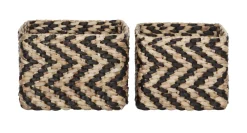 MUST Living Potten & Manden|Mand Basket Waterhyacint, Set van 2 stuks Zwart, Naturel