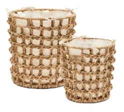 Kave Home Potten & Manden|Mand Dilam Waterhyacint, Set van 2 stuks Beige