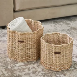 Rivièra Maison Potten & Manden|Mand Rustic Rattan Blossom Rattan Pitriet, Set van 2 stuks Naturel