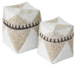 MUST Living Potten & Manden|Mand Ubud Kralen, Set van 2 stuks