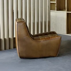 Ethnicraft Fauteuil Leer / Kunstleer|Modulaire Bank N701 Leder, 1-zits, kleur Old Saddle