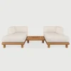 Ethnicraft Loungesets|Modulaire Loungebank Monocle Lounge links en rechts met salontafel, Teakhout