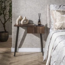 LifestyleFurn Nachtkastjes|Nachtkastjes|Nachtkastje Alania Met 1 lade en legplank, Acaciahout Massief acacia bruin