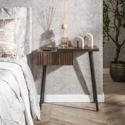 LifestyleFurn Nachtkastjes|Nachtkastjes|Nachtkastje Alania Met 1 lade en legplank, Acaciahout Massief acacia bruin