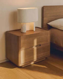 Kave Home Nachtkastjes|Nachtkastjes|Nachtkastje Arelida Eiken, Met 2 lades