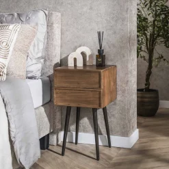 LifestyleFurn Nachtkastjes|Nachtkastjes|Nachtkastje Baila Acaciahout Massief acacia bruin