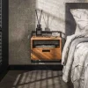 LifestyleFurn Nachtkastjes|Nachtkastjes|Nachtkastje Cruz Acaciahout en metaal, Met 1 lade