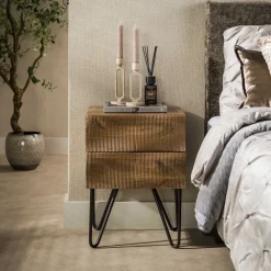 LifestyleFurn Nachtkastjes|Nachtkastjes|Nachtkastje Dulse Mangohout, Met 2 lades
