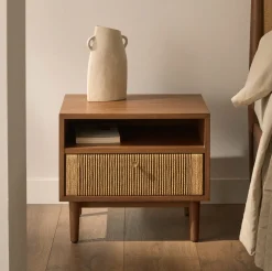 Kave Home Nachtkastjes|Nachtkastjes|Nachtkastje Elan Notenhout, Met 1 lade